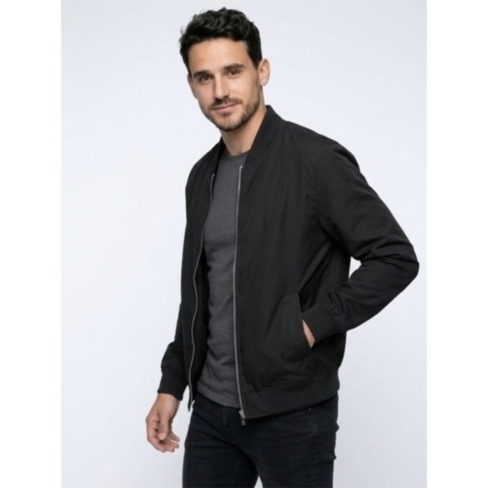 Outdoor Jacket Mens Black Full Zip Bomber Jacket Utility Sleeve‎ Pocket Small
